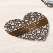 Brown Cream Hearts Ribbon Bridal Shower Kartonnen Onderzetters (Gekanteld)