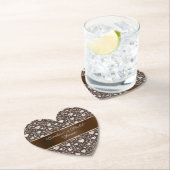 Brown Cream Hearts Ribbon Bridal Shower Kartonnen Onderzetters (Insitu)