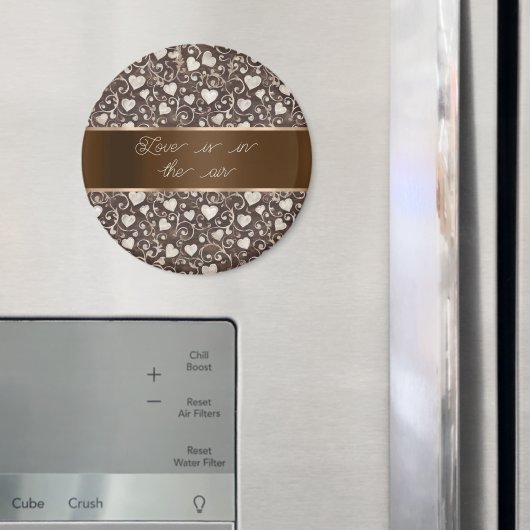 Brown Cream Hearts Ribbon   Magneet (Insitu (Koelkast))