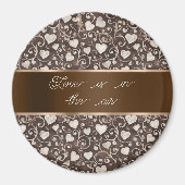 Brown Cream Hearts Ribbon   Magneet (Voorkant)