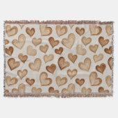 Brown Cream Hearts Stripes Deken (Voorkant)