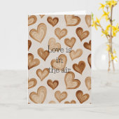 Brown Cream Hearts Stripes Love Kaart (Gele Bloem)