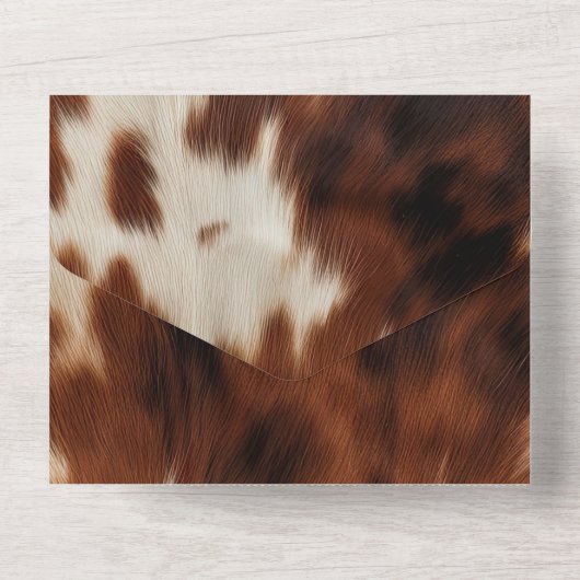 Brown Cream Koeienhuid All In One Uitnodiging (Achterkant)