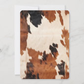Brown Cream Koeienhuid Cowboy Cowgirl Baby shower Kaart (Achterkant)