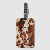 Brown Cream Koeienhuid Cowboylaarzen Bagagelabel (Voorkant (verticaal))