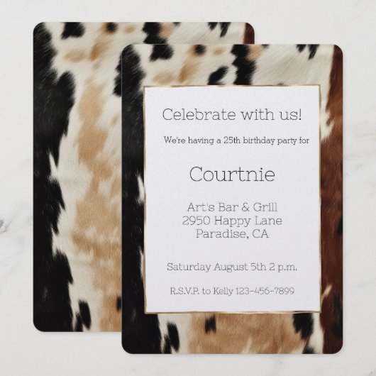 Brown Cream Koeienhuid Cowgirl Cowboy Verjaardag Kaart (Voorkant / Achterkant)