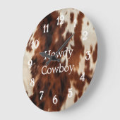 Brown Cream Koeienhuid Grote Klok (Hoek)