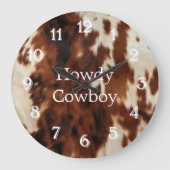 Brown Cream Koeienhuid Grote Klok (Voorkant)
