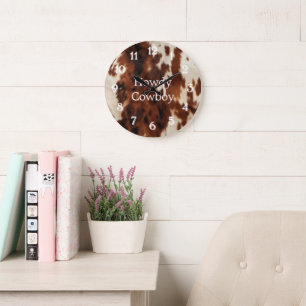 Brown Cream Koeienhuid Grote Klok