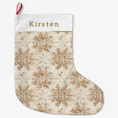 Brown Cream Snowflakes Christmas Grote Kerstsok (Voorkant)