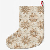 Brown Cream Snowflakes Christmas Grote Kerstsok (Achterkant)