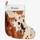 Brown Cream Southwest Cowhide Christmas Grote Kerstsok (Voorkant)