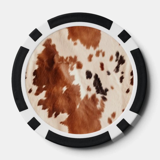Brown Cream Southwest Cowhide Christmas Poker Chips (Achterkant)