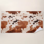 Brown Cream Southwest Cowhide Christmas Strandlaken (Voorkant)