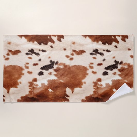 Brown Cream Southwest Cowhide Christmas Strandlaken (Voorkant)