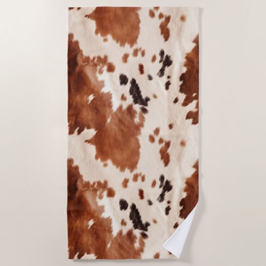 Brown Cream Southwest Cowhide Christmas Strandlaken (Voorkant)
