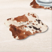 Brown Cream Southwest Cowhide  Kartonnen Onderzetters (Gekanteld)