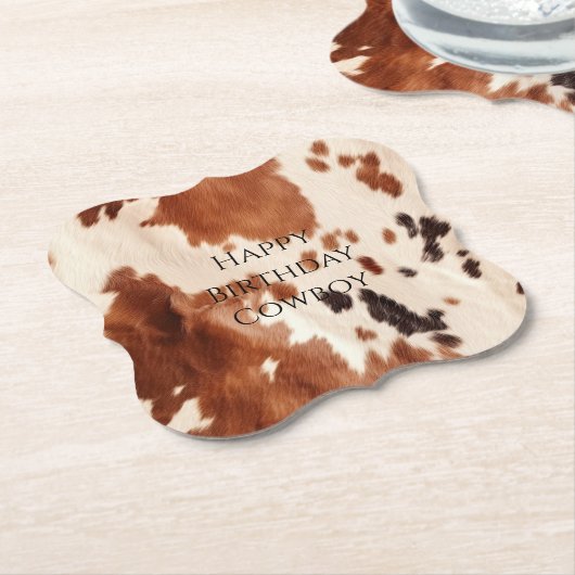 Brown Cream Southwest Cowhide  Kartonnen Onderzetters (Gekanteld)