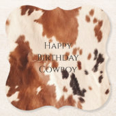 Brown Cream Southwest Cowhide  Kartonnen Onderzetters (Voorkant)