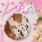 Brown Cream Southwest Cowhide  Papieren Bordje (Feest)