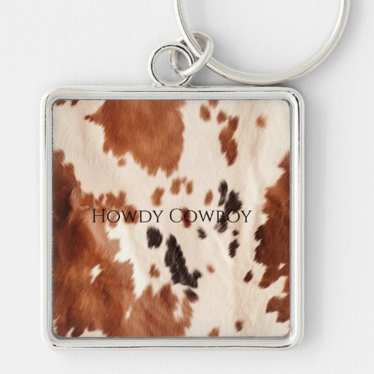 Brown Cream Southwest Cowhide  Sleutelhanger (Voorkant)