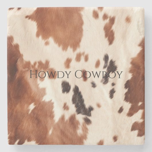 Brown Cream Southwest Cowhide Stenen Onderzetter (Voorkant)