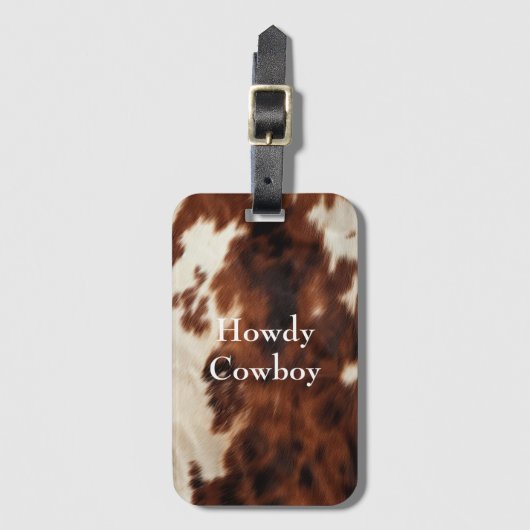 Brown Cream Southwest Koeienhuid Bagagelabel (Voorkant (verticaal))