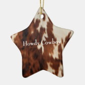 Brown Cream Southwest Koeienhuid Keramisch Ornament (Links)