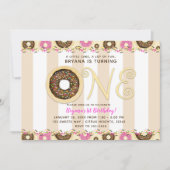 Brown Cream Sprinkle Donuts ONE 1ST Birthday Party Kaart (Voorkant)