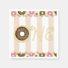 Brown Cream Sprinkle Donuts ONE 1ST Birthday Party Servet