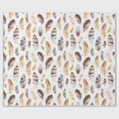 Brown Cream Tribal Native Feathers Cadeaupapier (Vlak)