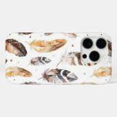 Brown Cream Tribal Native Feathers Case-Mate iPhone Case (Achterkant (horizontaal))