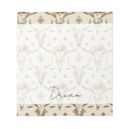 Brown Cream Tribal Native Feathers Skulls Notitieblok
