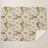 Brown Cream Tribal Native Feathers Skulls Sherpa Deken (Voorkant (horizontaal))