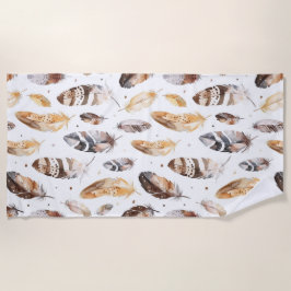 Brown Cream Tribal Native Feathers Strandlaken