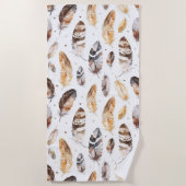 Brown Cream Tribal Native Feathers Strandlaken (Voorkant)