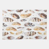 Brown Cream Tribal Native Feathers Theedoek (Horizontaal)