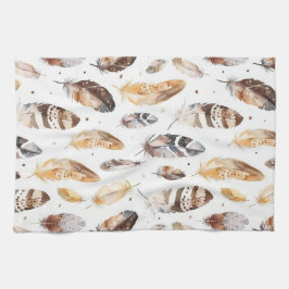 Brown Cream Tribal Native Feathers Theedoek