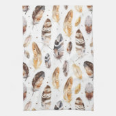 Brown Cream Tribal Native Feathers Theedoek (Verticaal)