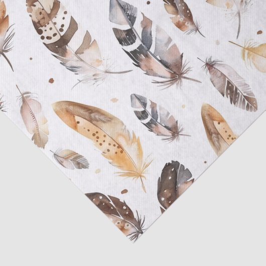 Brown Cream Tribal Native Feathers Tissuepapier (Detail)