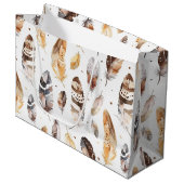 Brown Cream Tribal Native Feathers Verjaardag Groot Cadeauzakje (Voorkant Gekanteld)