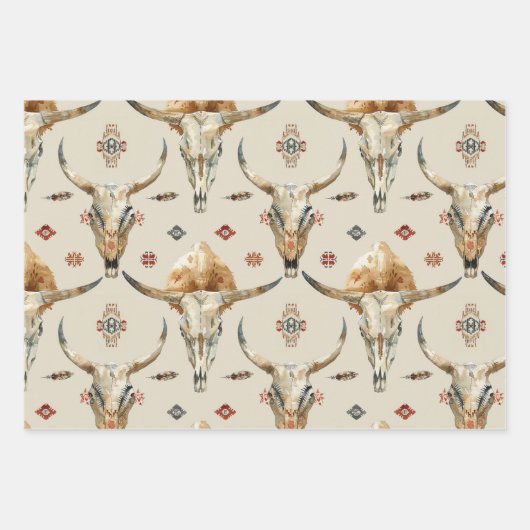 Brown Cream Tribal Native Feathers Verjaardag Inpakpapier Vel (Voorkant 3)