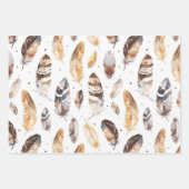 Brown Cream Tribal Native Feathers Verjaardag Inpakpapier Vel (Voorkant)