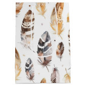 Brown Cream Tribal Native Feathers Verjaardag Medium Cadeauzakje (Achterkant)