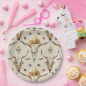 Brown Cream Tribal Native Feathers Verjaardag Papieren Bordje (Feest)