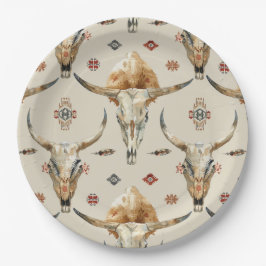 Brown Cream Tribal Native Feathers Verjaardag Papieren Bordje