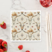 Brown Cream Tribal Native Feathers Verjaardag Servet (Insitu)