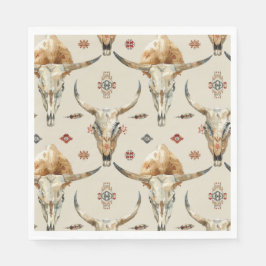 Brown Cream Tribal Native Feathers Verjaardag Servet