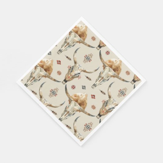 Brown Cream Tribal Native Feathers Verjaardag Servet (Hoek)