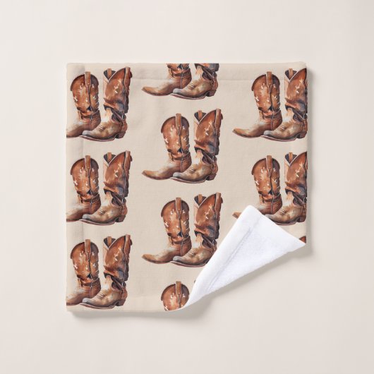 Brown Cream Western Cowboy Bad Handdoek (Wasdoekje)
